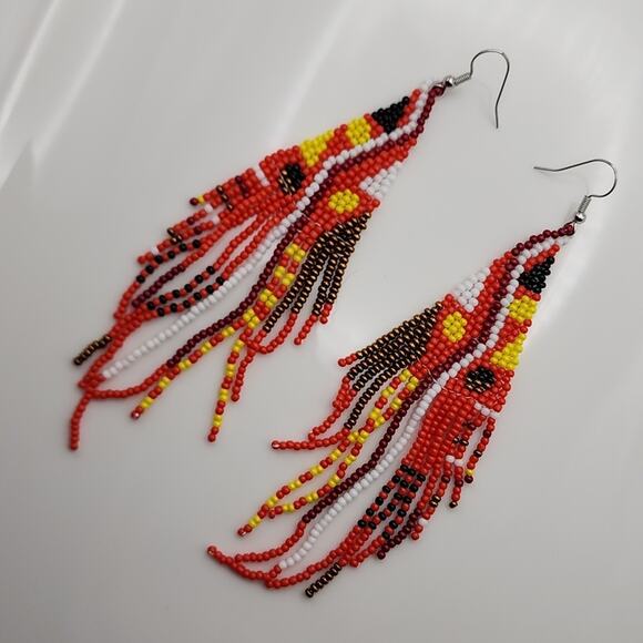 Tribal Boho Beaded Earrings - Picture 5 of 5